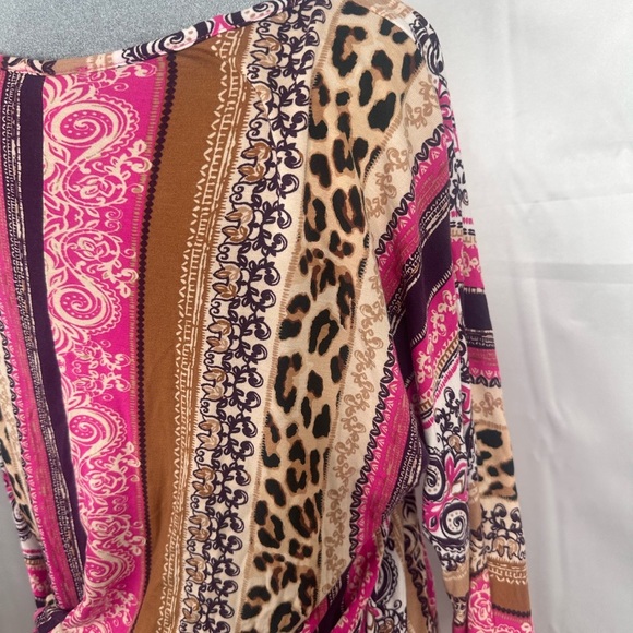 VENUS Pink and Brown Multi Patterned Bodycon Dress  size Large - Picture 9 of 16